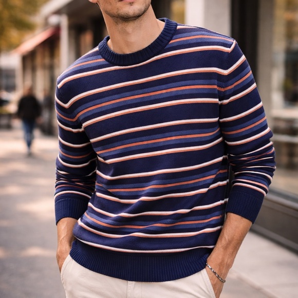 Calvin Klein Men's Crewneck Sweater - Navy Red White